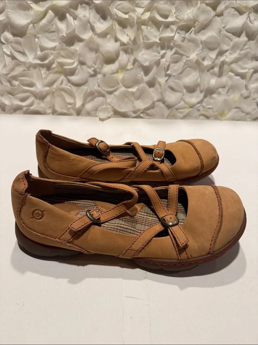 Born Tan Leather Triple-Strap Mary Jane Flats - Picture 2 of 5